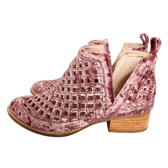 Jeffrey Campbell Taggart Women's Ankle Booties Pink Crushed Velvet Size 6 - Picture 2 of 10